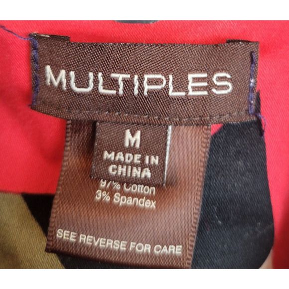 Multiples Red Floral Zip Front Relaxed Long Sleeve Jacket Women's Size Medium - Picture 2 of 12